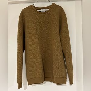 Zara Men’s XL Mustard Gold Textured Thick Long Sleeve Crewneck Shirt /Sweatshirt